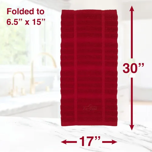 Miniatura 3 de All-Clad Toallas de cocina sólidas: altamente absorbentes, súper suaves de larga duración, 100% algodón, 17 x 30 pulgadas para limpiar y secar Chili