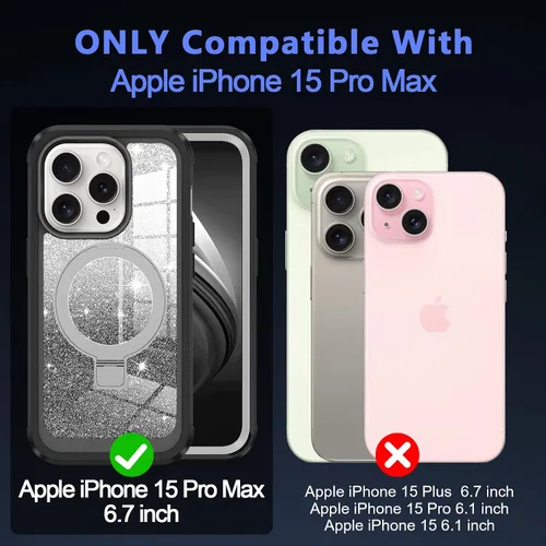 Miniatura 2 de Hekodonk Funda para iPhone 15 Pro Max, compatible con Magsafe [protector de pantalla de vidrio templado integrado y protección de lente de cámara]