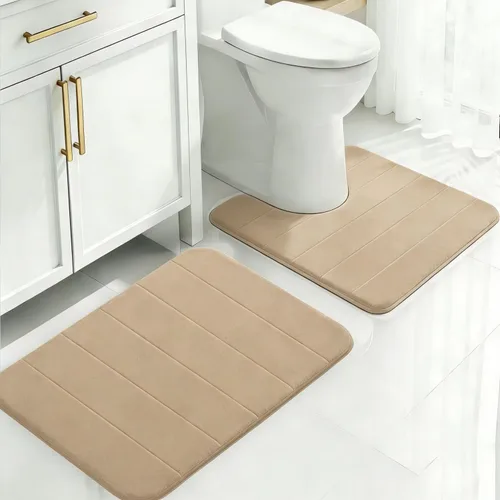 Juego de 2 alfombras de baño de espuma viscoelástica, súper suaves, absorbentes, de secado rápido, alfombras de baño de espuma viscoelástica,