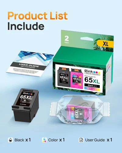 Miniatura 4 de 65XL 65 cartuchos de tinta negro/color combo pack Reemplazo para tinta HP 65 65xl negra y cartucho de tinta de color, compatible con HP Envy 5055