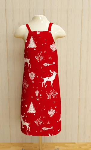 Miniatura 2 de Delantal, bosque de Navidad, delantal 100% algodón con correa ajustable para el cuello y lazos y bolsillo extralargos, tamaño 28 x 32 pulgadas.