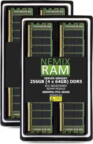 Miniatura 11 de 1TB 16X64GB DDR5 4800MHz PC5-38400 2Rx4 1.1V CL40 288-PIN ECC Registered RDIMM NEMIX RAM Server Memory KIT