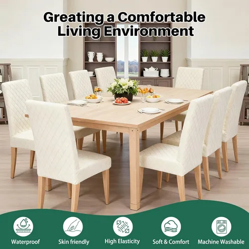 Miniatura 2 de Dioxide Juego de 4 fundas impermeables para sillas de comedor, fundas elásticas para sillas de comedor, fundas para sillas Parson, extraíbles