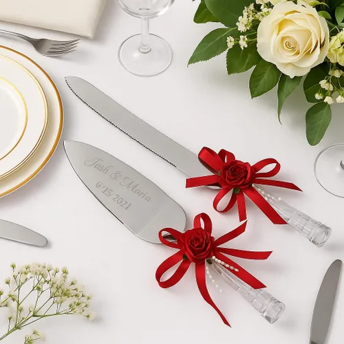 Miniatura 2 de Gifts Infinity - Juego de cuchillos y utensilios personalizables para pastel de boda