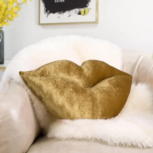 Miniatura 16 de AELS Almohadas de labios grandes 3D de terciopelo suave, almohadas decorativas, lindas almohadas de 24 x 12 pulgadas para sofá, cama, sala de estar