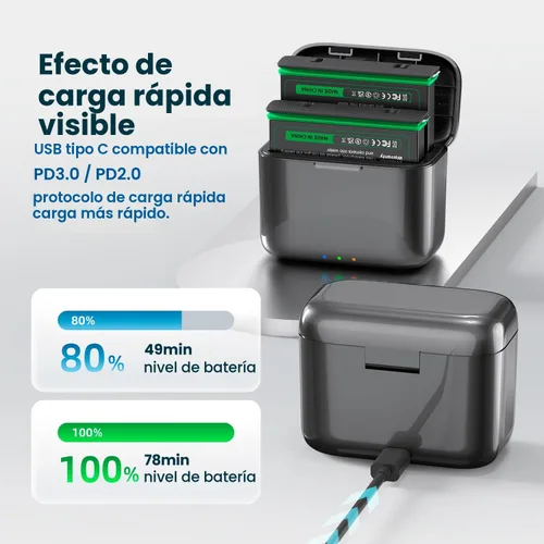 Miniatura 3 de Paquete de 2 baterías de repuesto de 2500 mAh con doble cargador para cámara de acción Insta360 X4, accesorios de 360 x 4 con ranuras para tarjetas