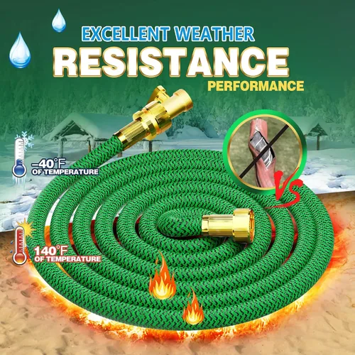 Miniatura 4 de Manguera de jardín no expandible de 25 pies, manguera de agua flexible con tela de alta densidad e interfaz de metal a prueba de fugas, resistente a