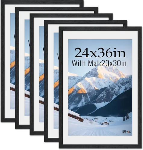 Miniatura 29 de VCK Paquete de 2 portarretratos de 5 x 7, color negro, de madera de alta gama con vidrio templado, para fotos de 4 x 6 con paspartú o 5 x 7 sin