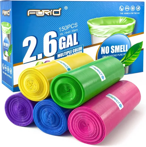 Forid Bolsas de basura pequeñas para baño, bolsas de basura de 2.6 galones, sin perfume, extragruesas y fuertes, para latas de basura para el hogar,