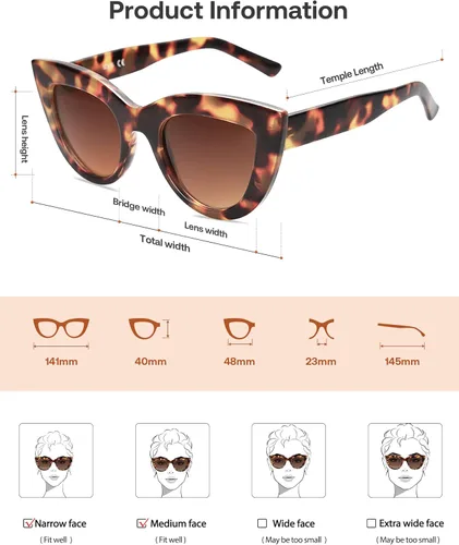 Miniatura 22 de SOJOS Retro Small Vintage Cat Eye Sunglasses for Women Cute Fashion UV400 Sunnies SJ2939