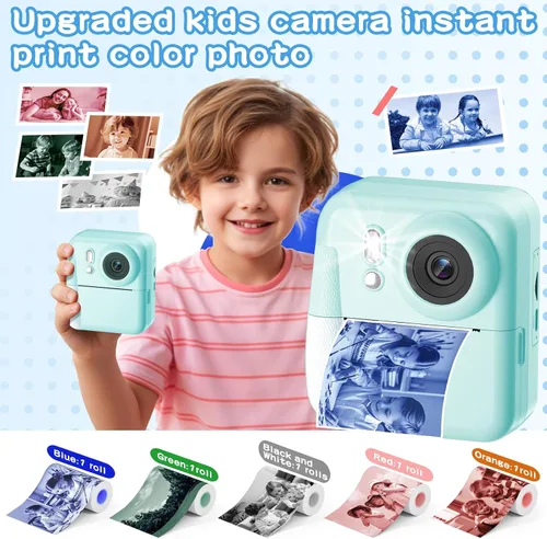 Miniatura 2 de Cámara para Niños con Impresión Instantánea de Fotos a Color, Cámara de Impresión Instantánea de Doble Lente para Niños, Juguete de Cámara Digital
