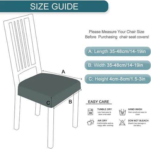 Miniatura 6 de SearchI Juego de 2 fundas de asiento para sillas de comedor, fundas de asiento elásticas con estampado, extraíbles y lavables, fundas de cojín