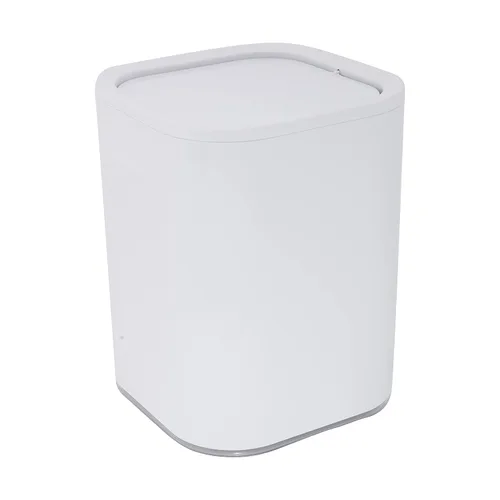 Miniatura 7 de Bath Bliss Paquete de 2 cubos de basura acrílicos de 8 L Dimensiones: 7.5 x 7.5 x 10 pulgadas Blanco Contemporáneo Tapa oscilante 8 litros