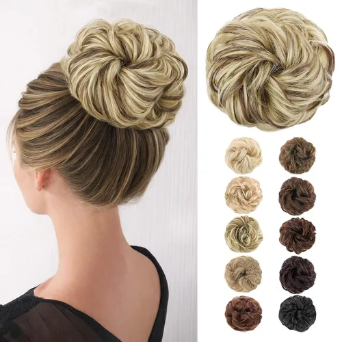 Miniatura 16 de Morica - Extensión de cabello sintético en forma de moño estilo ondulado, recogido y desordenado, y con banda elástica para mujeres (4/30#)