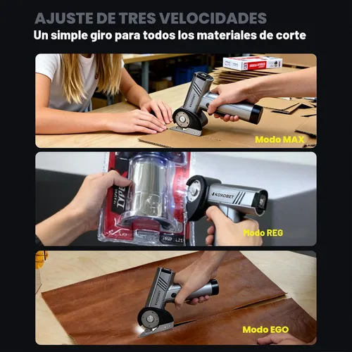 Miniatura 3 de Tijeras eléctricas de cartón con luz LED, batería recargable de 2600 mAh, motor sin escobillas, hoja de acero de tungsteno, corta tela, cuero