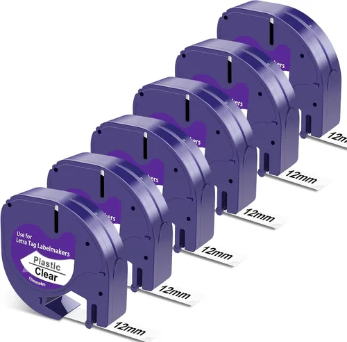 Miniatura 7 de Recambios de cinta transparente para rotuladores compatibles con DYMO LetraTag - Recambios de cinta de plástico transparente de 0.472 in 1/2 pulgada
