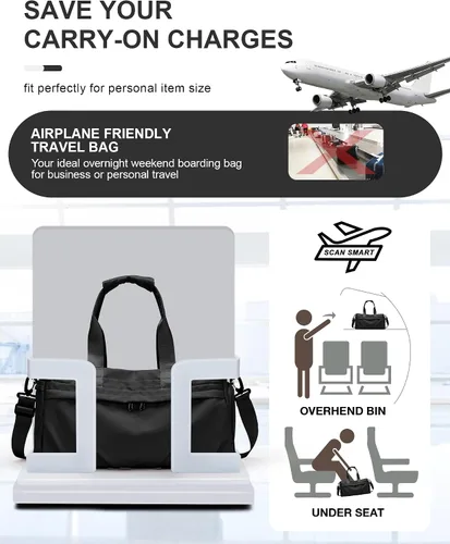 Miniatura 6 de Bolsa de gimnasio para mujeres y hombres con compartimento para zapatos, bolsa de lona deportiva, impermeable, para viajes, fin de semana, bolsa