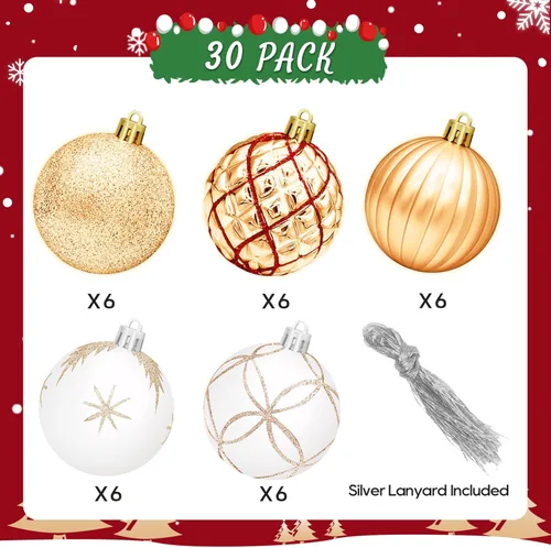 Miniatura 2 de DeckTheHalls Adornos de bolas de Navidad, 30 piezas de 2.5 pulgadas irrompibles, bolas de decoración navideña para colgar en el árbol de Navidad
