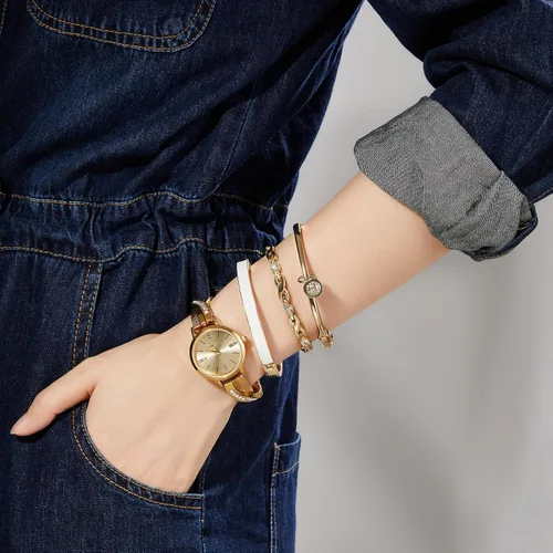 Miniatura 6 de TIME100 Women's Bangle Watch and Watch Chain Bracelets Premium Crystal Accented Bracelet Set