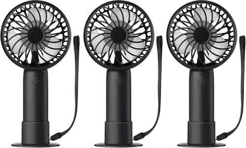 Miniatura 57 de Tujoe Mini ventilador de mano potente de 3 velocidades, ventilador personal pequeño portátil recargable con base USB para mujeres, maquillaje