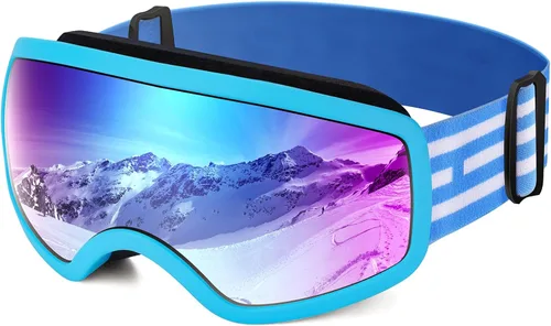 Miniatura 9 de EasYoung Gafas de esquí y snowboard para niños, jóvenes, niños y niñas de 3 a 15 años 07: Marco blanco con lente plateada