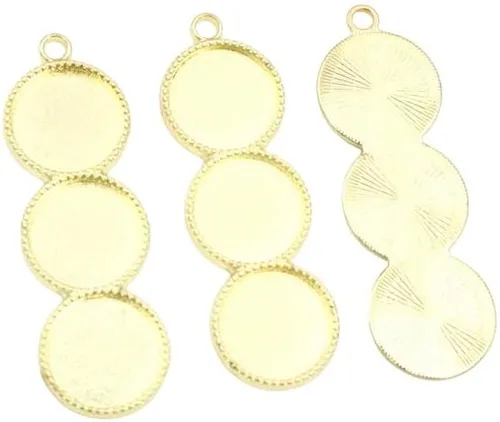 Kentuckiz - 10 unidades de 0.472 in de tamaño interior de tres camafeo cabujón base en blanco colgante bandejas bisel diy collar colgante joyería Oro