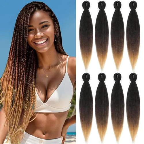 Miniatura 35 de Cabello trenzado preestirado - 12 pulgadas, 8 paquetes, cabello trenzado natural negro corto para trenzas torcidas o trenzas en caja, extensiones