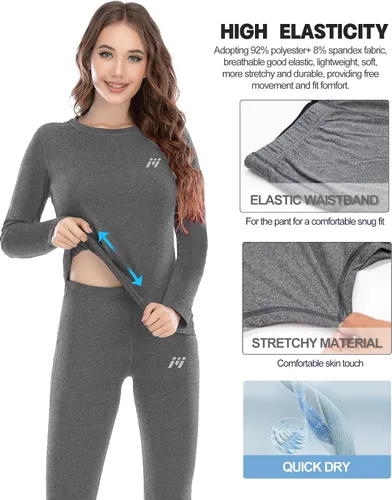 Miniatura 4 de MEETWEE Ropa interior térmica para mujer, Long Johns Ski para clima frío, capa base, cálida parte superior e inferior de invierno para correr