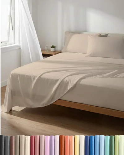 Juego de sábanas ligeras de 4 piezas tamaño Queen – Sábanas refrescantes para personas que duermen con calor – Juego de ropa de cama suave y 04 -