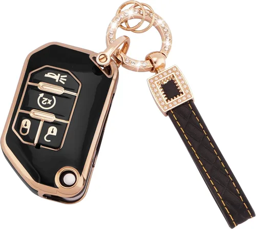 Miniatura 51 de Ekala para Honda Funda para Llavero con Llavero de Cuero, 5 Botones Carcasas de Teclas de TPU Suave Compatibles con Honda Civic Accord Pilot CR-V