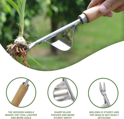 Miniatura 3 de Extractor de malezas, herramienta de deshierbe de acero inoxidable, herramienta manual de eliminación de malezas, desbrozadora de raíces