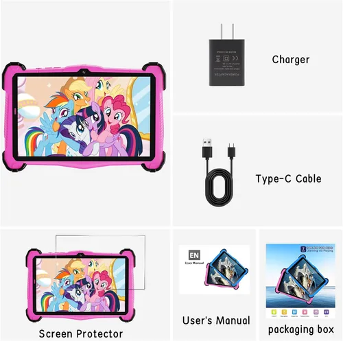 Miniatura 6 de Fivahiva Tableta para niños de 7 pulgadas, tableta Android 14 para niños, Octa-Core, 10 GB de RAM +64 GB de ROM 512 GB expandir, cámara dual, Rosa