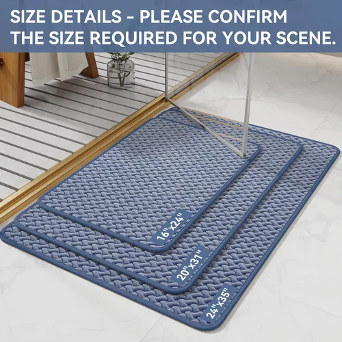 Miniatura 2 de YDKGL Alfombras de baño antideslizantes, superabsorbentes, de secado rápido, para baño, textura de tejido de espuma, alfombras de baño delgadas