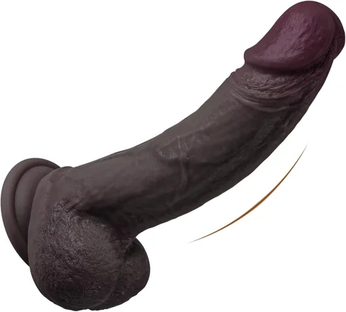 Consolador realista – Consolador de silicona líquida de 6 pulgadas con fuerte ventosa, juguete sexual negro de doble densidad con textura venosa
