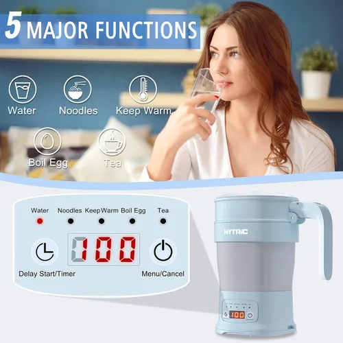 Miniatura 2 de HYTRIC Hervidor Eléctrico de Viaje, Hervidor Eléctrico Plegable Pequeño de 700ML Libre de BPA, Hervidor Portátil con Panel Multifuncional, Hervidor