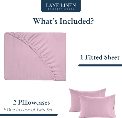 Miniatura 2 de LANE LINEN Juego de 2 piezas con sábana bajera de 100% algodón orgánico tamaño individual y 1 funda de almohada, tejido de percal ligero, suave