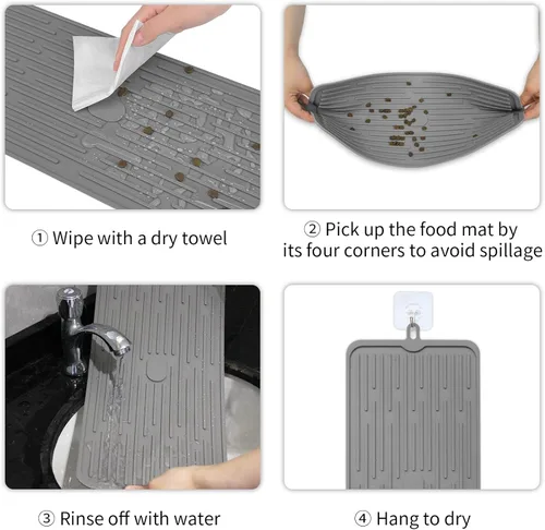 Miniatura 7 de Ptlom Mantel individual para mascotas para perros y gatos, tapete para evitar el desbordamiento de alimentos y agua, adecuado para mascotas medianas