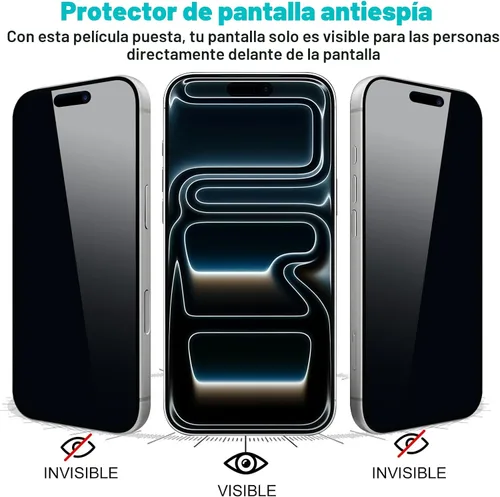 Miniatura 4 de PEHAEL 3+3 Pack para iPhone 17 Pro protector de pantalla de privacidad con protector de lente de cámara, película de vidrio templado antiespía