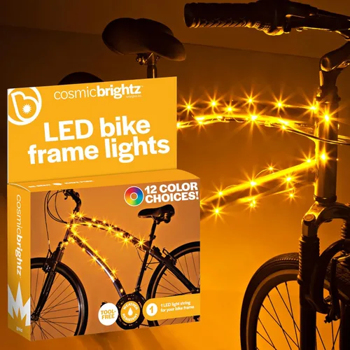 Miniatura 14 de Brightz CosmicBrightz - Cuerda de luz LED para marco de bicicleta, cuerda de 6.5 pies, funciona con pilas con interruptor de encendido/apagado
