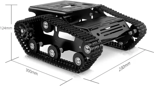 Miniatura 3 de Kit de chasis de coche robot inteligente, chasis de tanque grande de metal completo con motores de 2WD para Arduino Raspberry Pi Jetson Python DIY