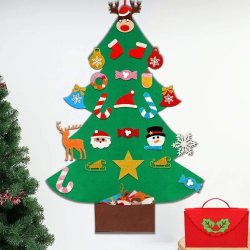 Miniatura 6 de OurWarm Árbol de Navidad de fieltro para niños, árbol de Navidad de 3 pies con 30 adornos de purpurina para niños, regalos de Navidad, decoración