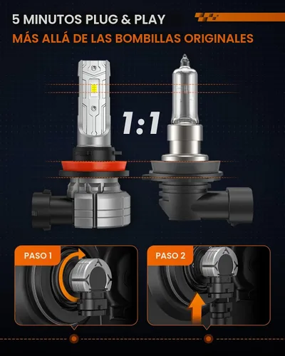 Miniatura 4 de SEALIGHT Bombilla LED antiniebla H11 H8, 14000 lm, 24 W, fuerte penetración H8 H16 H11, luces antiniebla LED de 6500 K, chips CSP 5530 blanco frío