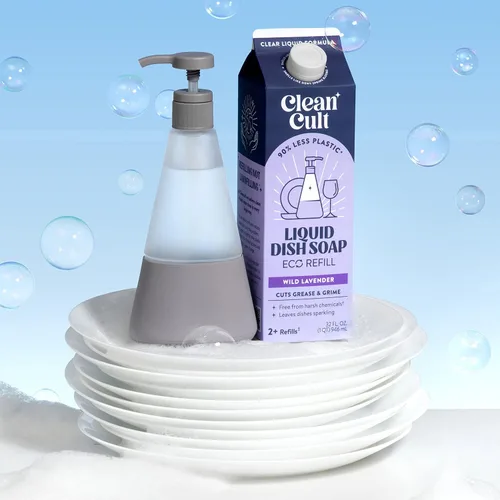 Miniatura 5 de Cleancult Dispensador de jabón para platos (15 onzas, 1 unidad), dispensador de jabón de vidrio recargable con bomba, dispensador de jabón