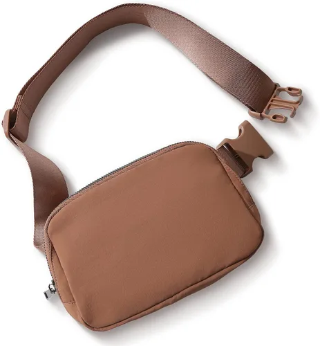 Riñonera cruzada para mujeres y hombres, bolsas para cinturón en todas partes con correa ajustable, mini cangureras unisex a la moda, Marrón, A la