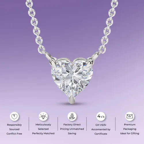 Miniatura 21 de La Joya Collares de diamantes de 1 quilate para mujer Collar de diamante solitario cultivado en laboratorio GH VS/SI Cadena de oro macizo