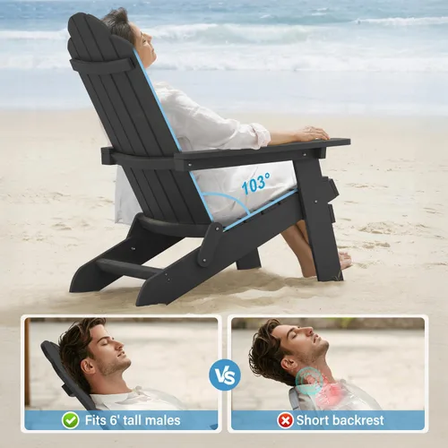 Miniatura 4 de MXIMU Folding Adirondack Chair for Outdoor: Easy Assembly and Comfortable Adirondack Chairs - Foldable Composite Fire Pit Chairs - All Weather