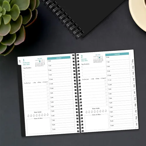 Miniatura 7 de Agenda diaria y mensual 2026-2027, una página por día, agenda diaria de julio de 2026 a junio de 2027, agenda 2026-2027 con 12 pestañas mensuales