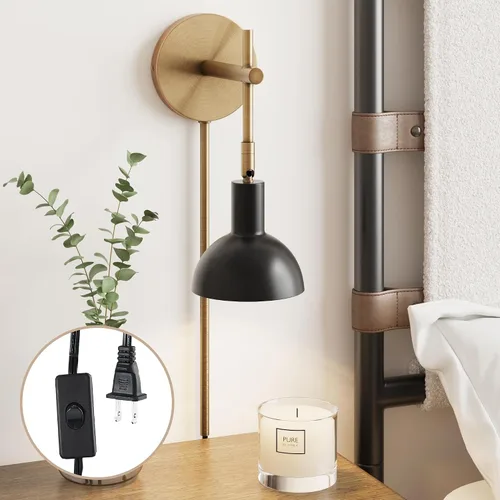 Miniatura 11 de Nathan James Celeste - Lámpara de pared de ratán, moderna lámpara de pared para casa de campo, lámpara de lectura para mesita de noche con pantalla