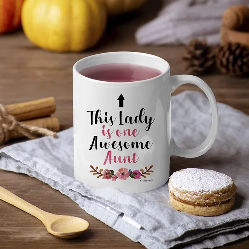 Miniatura 7 de Taza de café This Lady Is One Awesome Aunt – Taza de 11 oz para tía – Taza para cumpleaños, Navidad, Día de la Madre de sobrina, sobrino, familia