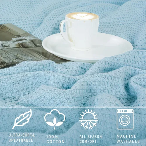 Miniatura 3 de Cobija TreeWool liviana de algodón, de cuidado fácil, suave, cómoda y cálida (king size, 90 x 108 pulgadas, tejido reticular)